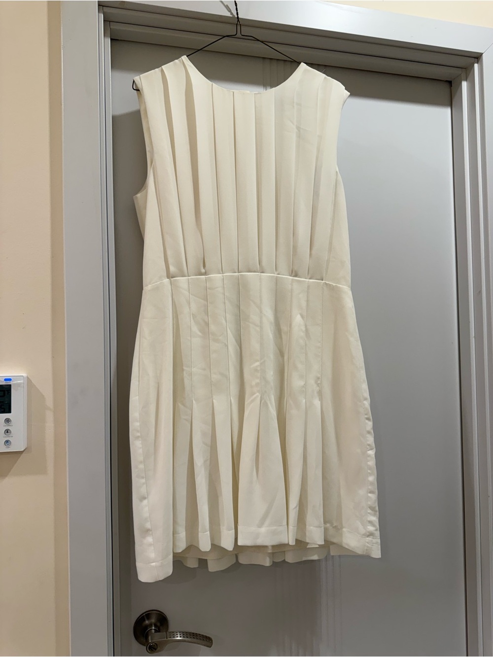 BCBGMaxAzria Cream Pleated Sleeveless Dress